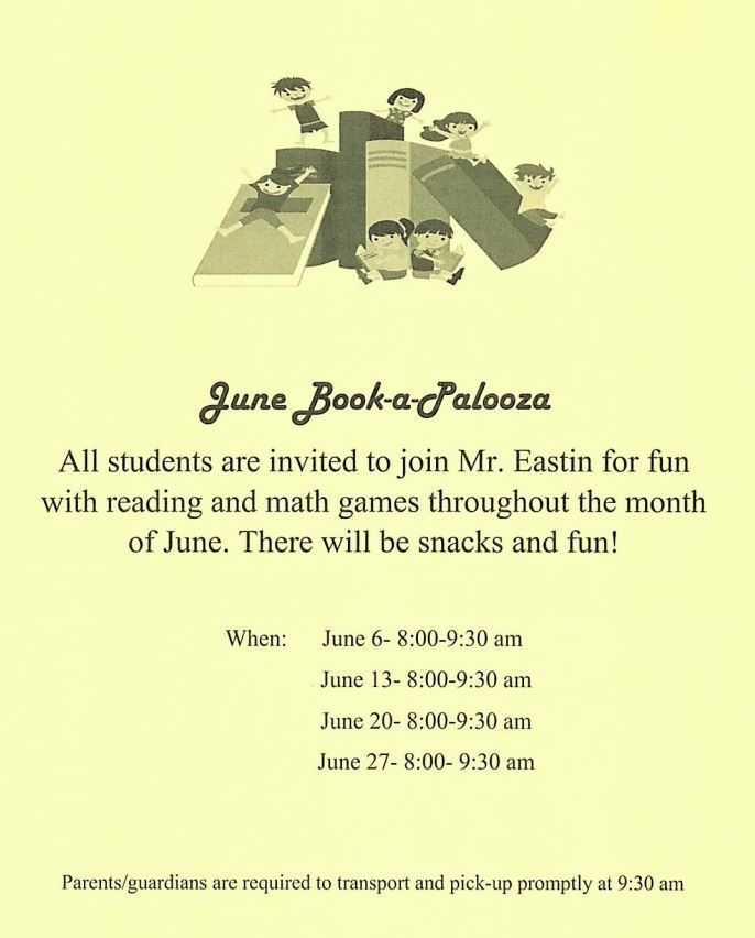 June Book-a-Palooza Date for during Summer